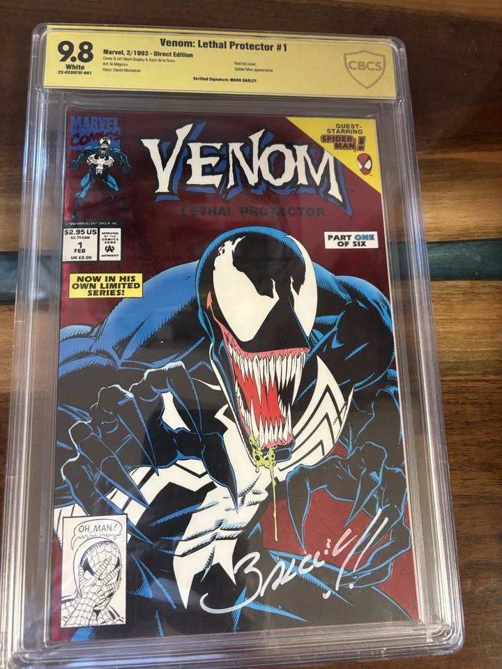 Protector letal Venom CBCS 9.8 firmado por Mark Bagley Foto 2 de 4