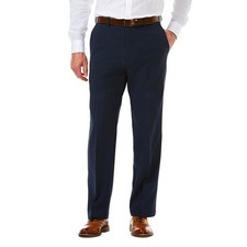 Haggar Mens Classic fit Dress Pants 48 / 30 Navy Blue Solid Stretch