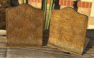 Handsome Antique Bronze Tiffany Studios 1091 Pair Zodiac Horoscope Bookends