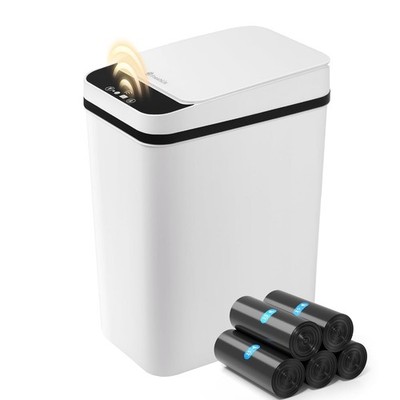 Bathroom Garbage Can with Lid, 2.6 Gallon Diaper Trash Can, Automatic Trash C...