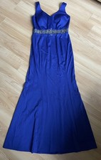 Ladies Laced in love blue long beaded dress sleeveless fitted size 12