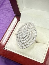     CUBIC ZIRCONIA STERLING SILVER RING SZ 8 3 