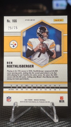 Ben Roethlisberger 25/75 Blue Disco No Huddle - 2021 Panini Mosaic #166 Steelers - Picture 2 of 2