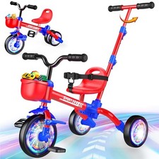 5 in 1 Toddler Bike for 1-5 Year Old, Tricycle with Push Handle, 5 in 1-Blue