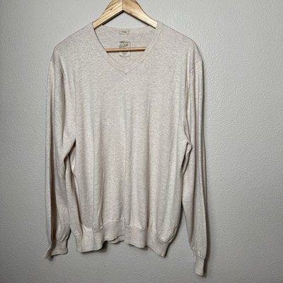 Article 365 Mens Cream Cashmere Blend V Neck Long Sleeve Sweater XL Luxury Luxe