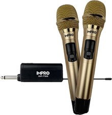 Dual Wireless Karaoke Microphone System Professional UHF ImPro Gold 