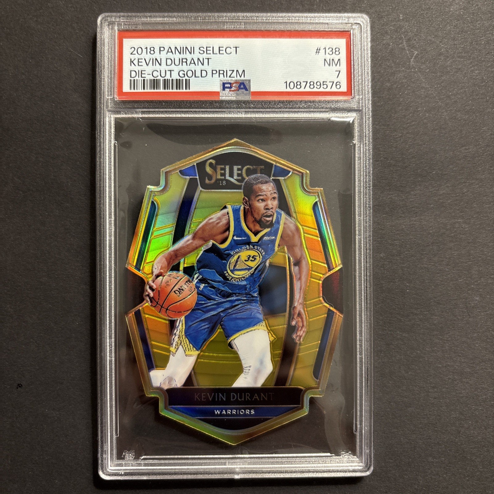 2018 Select Premier Level Die Cut Gold Prizm /10 Kevin Durant