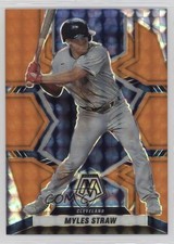 2022 Panini Mosaic Fluorescent Orange Mosaic Prizm /25 Myles Straw #41 0c2