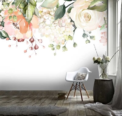 3D Flowers Florals Watercolor Wall Murals Wallpaper Murals Wall Sticker - Image 1 of 4
