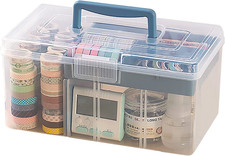 FOREVERIE Clear Plastic Arts & Craft Supplies Organizer Box Large with a Remo...