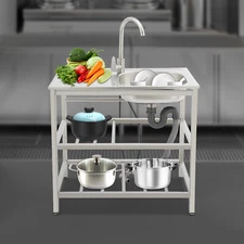 Stainless Steel Kitchen Sink, Freestanding Kitchen Utility Sink with Faucet