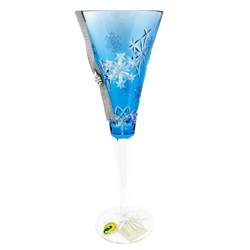 Curtis Sig Waterford Crystal SNOWFLAKE Wishes GOODWILL Blue Champagne Flute 2013 - Picture 6 of 13