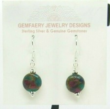 Sterling Silver SAPPHIRE, RUBY, EMERALD Dangle Earrings 6272...Handmade USA
