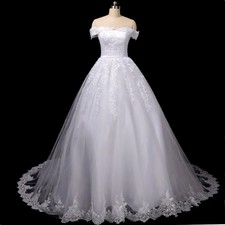 Ball Gown Lace Wedding Dresses Princess Cap Sleeves Applique Tulle Bridal Gowns