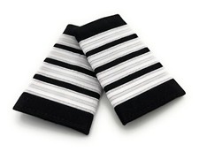 Epaulet Pilot Epaulette Sliders 4 Silver Bars Captain Black Cloth R1313