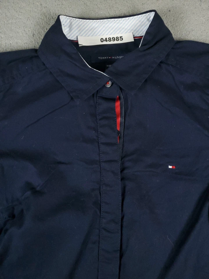 Tommy Hilfiger Camisa Vestido Mujer 2XS XXS Azul Frontal Botón Manga Larga Foto 2 de 4
