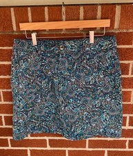 Croft  Barrow Womens Skort Size 12 Turquoise Blue Paisley