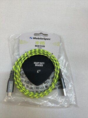 Mobilespec Shield MBSHV0412 Hivis 4ft Micro Cable Yellow