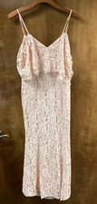 Women "Lulus" light pink spaghetti strap, lace,slit on side,gown. Size Sm. P.O.