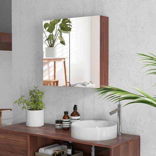 Double Door Bathroom Mirror Cabinet, Wall Mounted Bathroom Storage Cabinet - Picture 7 of 12