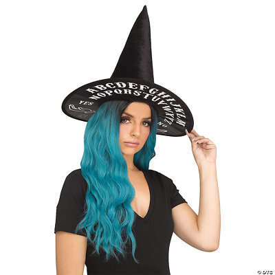 Adult Black Witch Hat With Spirit Board Print - Morris Costumes