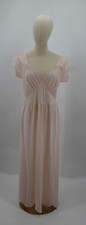 Vintage Lorraine Lingerie Womens Medium Pink Nylon Lace Nightown Long 1970s