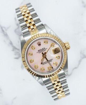 Rolex Datejust Ladies 26mm with Pink MOP Diamond Dial   BOX & PAPERS