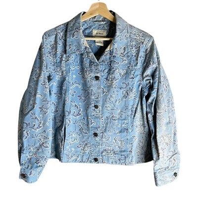 L.L. Bean Trucker Jacket Paisley Blue 