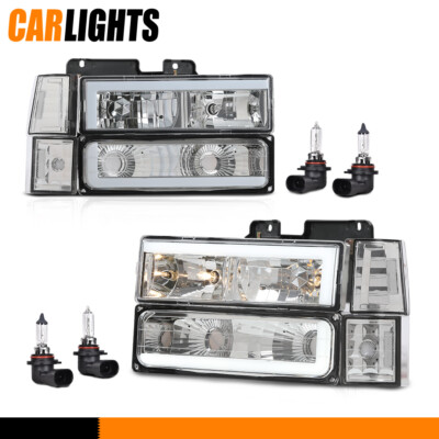 Fit For 1994-1998 GMC C/K C10 Sierra Pair LED Headlights & Corner & Bumper Lamps