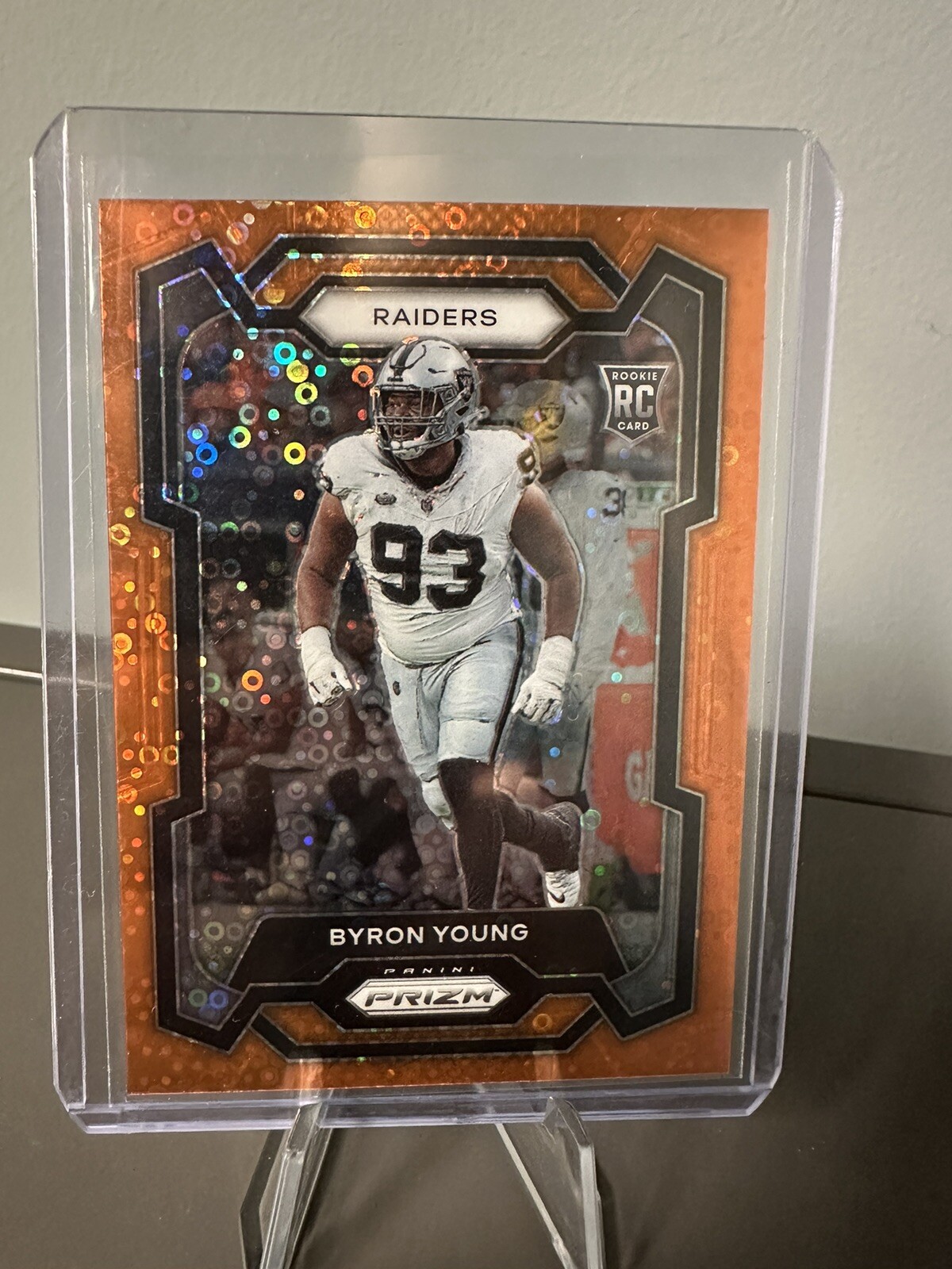 2023 Panini Prizm #355 Byron Young Rookie Card Orange Disco Prizm RC LV Raiders