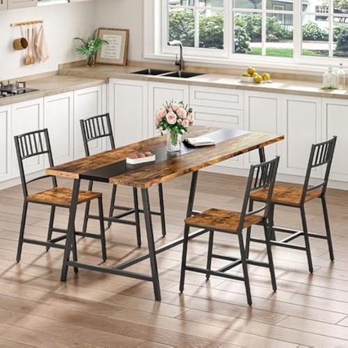 HOOBRO Kitchen Chairs Set of 2, Wooden Dining Room Chairs with Metal Frame, - Picture 2 of 6