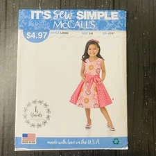 McCall's Girls Dress Pattern L9560 bow Its Sew Simple Size 3-8 Sewing