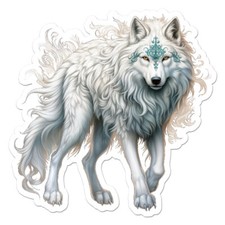 White Wolf Tribal, Vinyl Decal Sticker, Indoor Outdoor, 3 Sizes, 11972