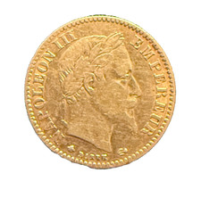 France 1867 A Gold 10 Francs Circulated Napoleon III
