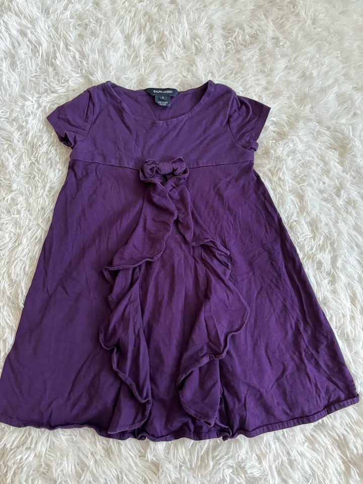 Polo Ralph Lauren Girls Sz. 6 Purple Knit Dress. Pretty, Grt Quality - Image 3 of 4
