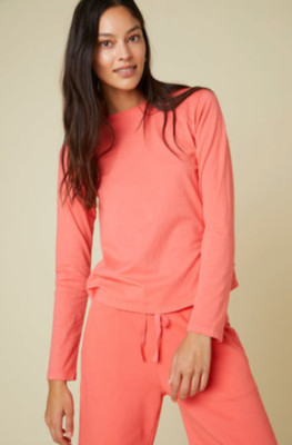 VELVET By Jenny Graham Vicente Long Sleeve Organic Cotton Tee Punch S $70 C2