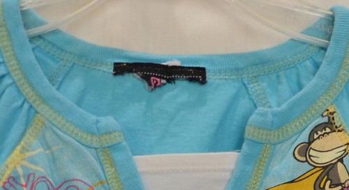Bobby Jack Top Girls Sz Large Caped Hero Monkey Glitter Cotton Wash Turquoise - Picture 4 of 4
