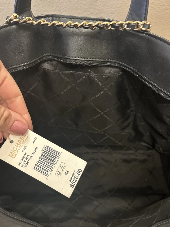 Bolso de Mano Michael Kors Mujer Colección Rosa Acolchado Grande Negro Este a Oeste Foto 4 de 4