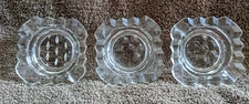 Vintage Ashtrays 3 Matching 2 3/4" Square Clear Cubist Style Pattern       LIG 3