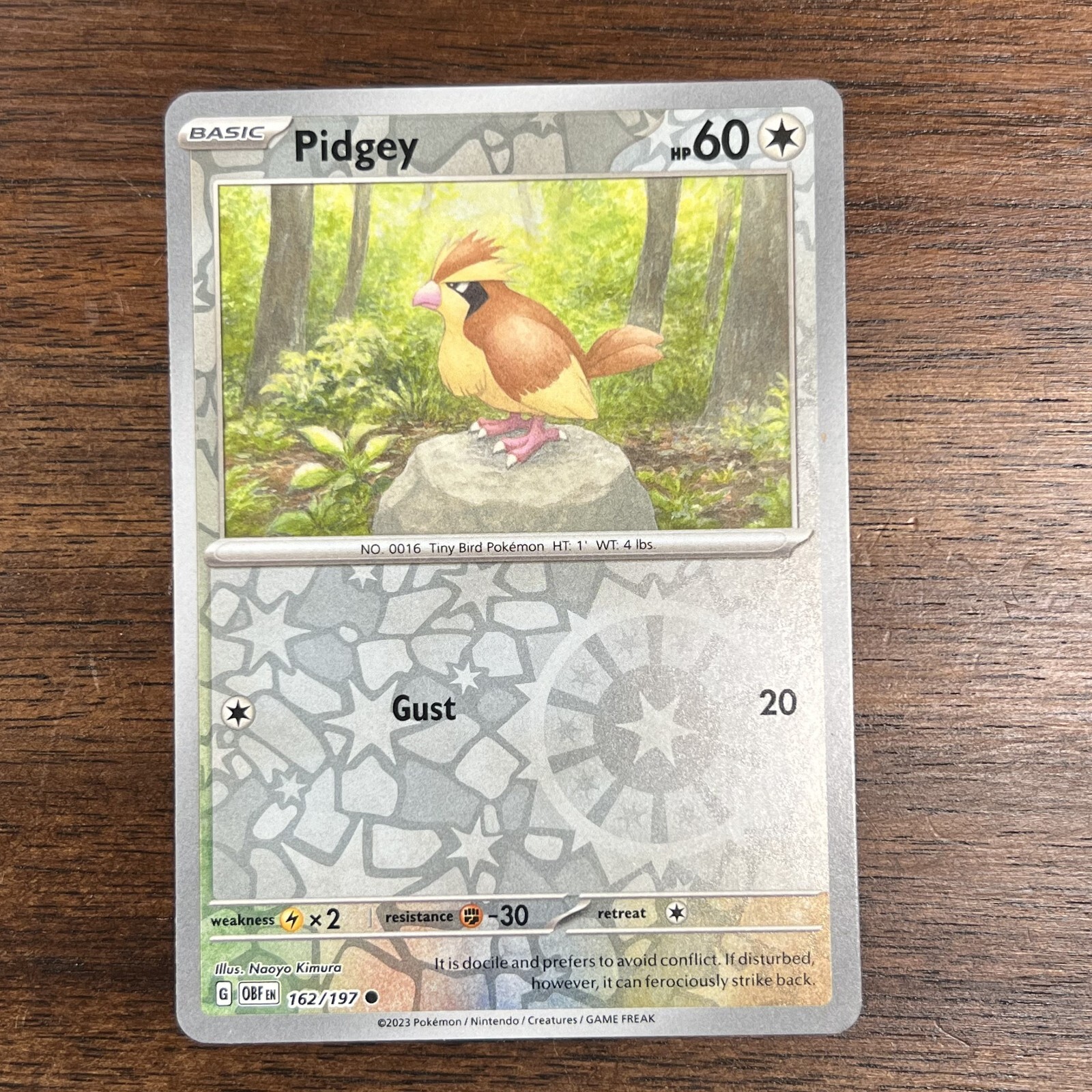 Pidgey 162/197 Reverse Holo | Obsidian Flames | Pokemon Card
