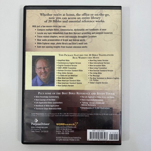 The Rick Warren Bible Library CD-ROM 2005 Purpose Driven WORDsearch 7 GOOD - Picture 2 of 8