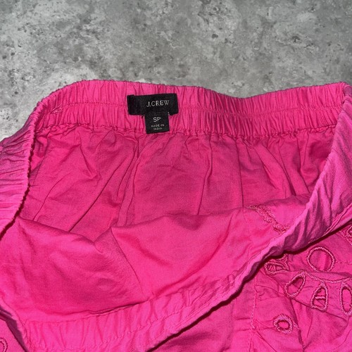 J Crew Pink Pull On Eyelet Ruffle A Line Asymmetric Midi Skirt Boho PS Petite S - Picture 4 of 8