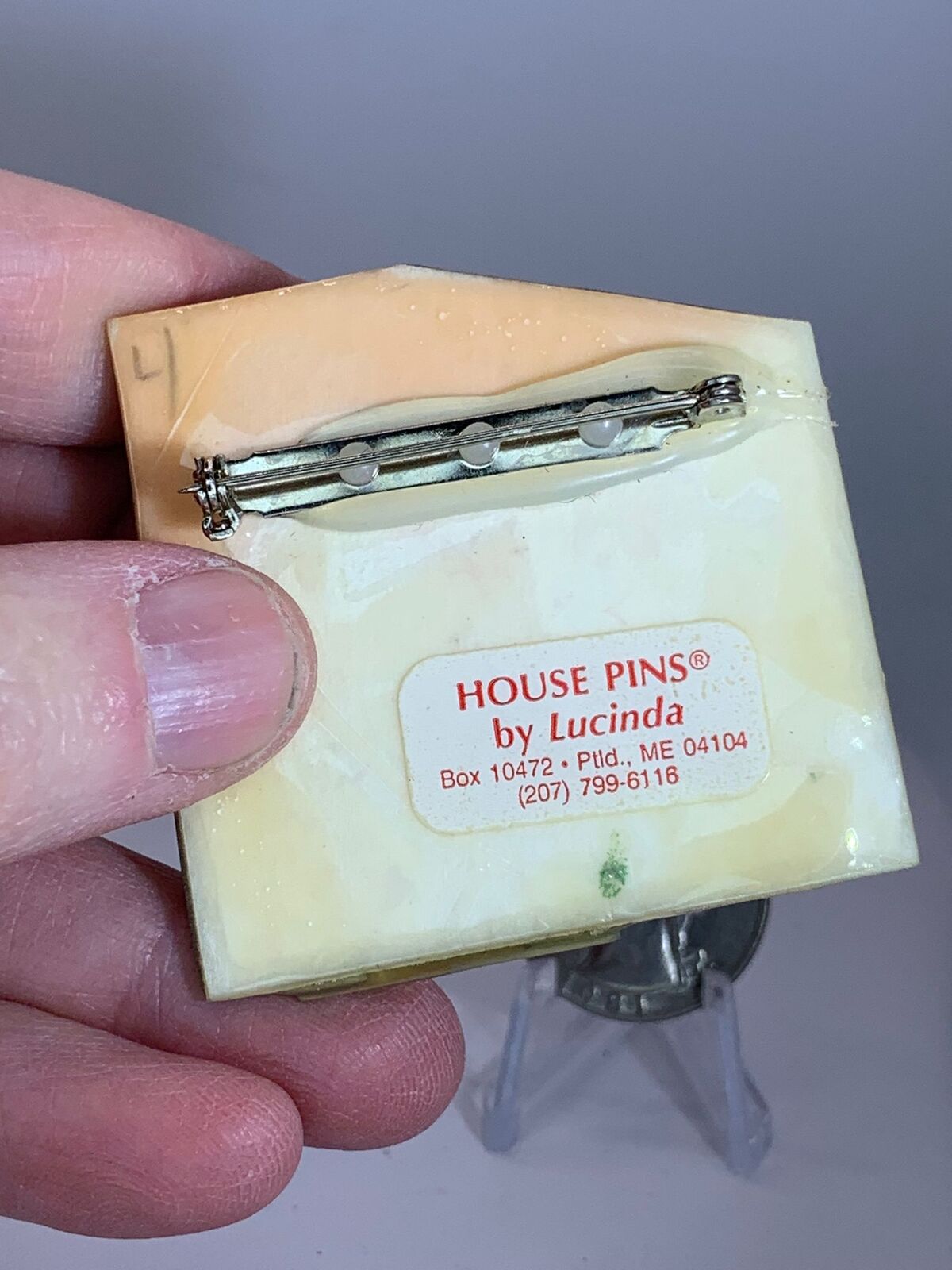 Lucinda House Pin Heart Flower Vintage Handmade One o… Gem