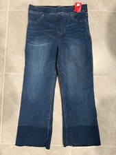 Spanx Pull On Pants Women XL Blue Cotton Raw Hem Deinm Stretch Comfort NWTS
