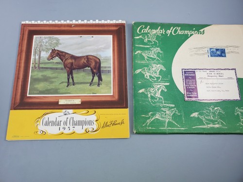 Vintage Race Horse Prints 1957 Calendar of Champions Allen Brewer Jr