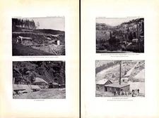 2 print BELT CREEK, FLORENCE MINE, MACKAY MINE, NEIHART, MONT Antique print 1900