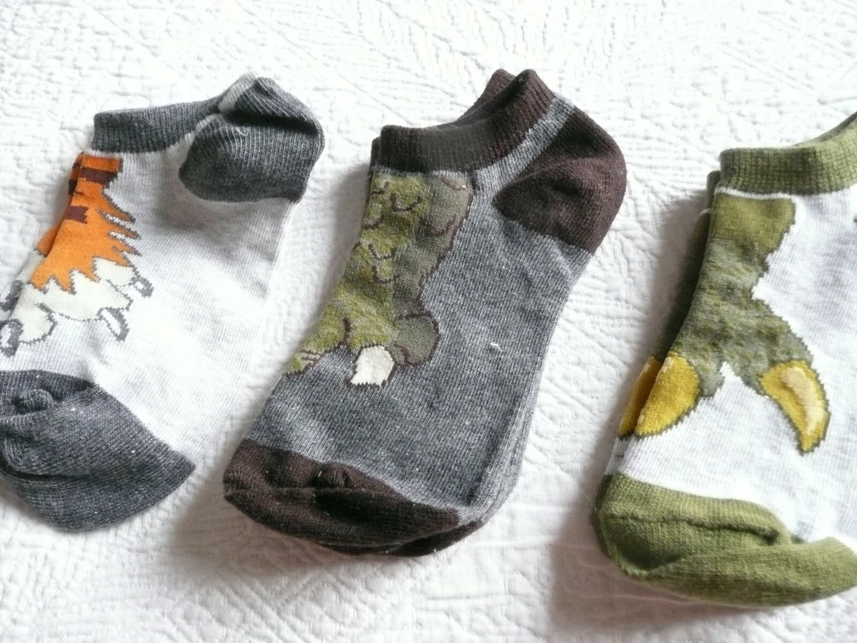 Boys Trainer Socks 3 Pairs Novelty Dinosaur Tiger Feet Trainer Socks eBay