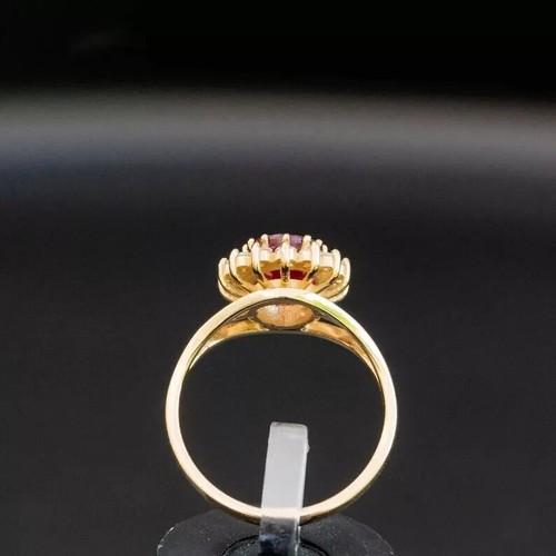 3.25 Ct Oval Cut Natural Ruby & Diamond Wedding Ring 14K Yellow Gold Finish - Picture 6 of 9