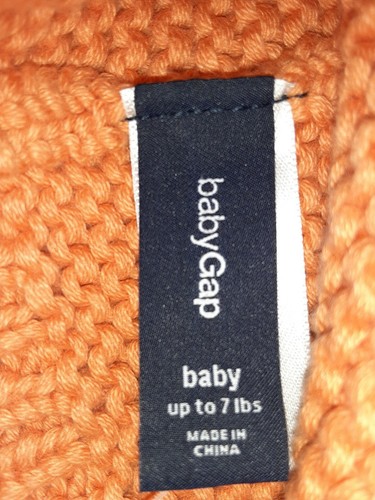 Baby Gap Knit Pumpkin Hat Orange Green Stem Size Newborn Up To 7 Lbs Nwt Fall - Picture 5 of 5