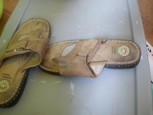 tan leather walking sandals